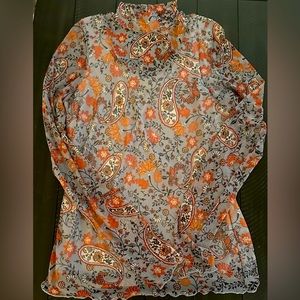 Willow & Root Sheer Long Sleeve Paisley Top